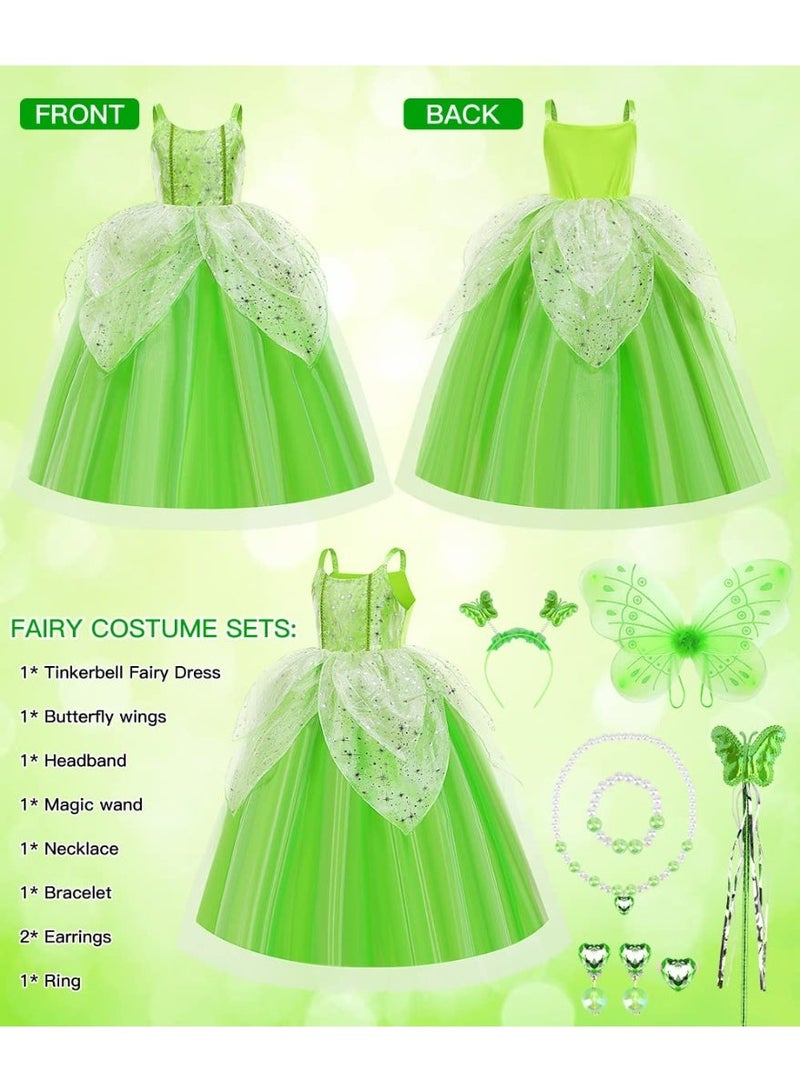 فستان تنكر تينكر بيل للأميرات الفتيات - زي تنكري للأميرات والفراشات للفتيات لحفلات عيد الميلاد ومهرجانات الكرنفال وكوسبلاي عيد الميلاد - Image 4